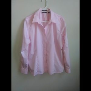 Wrinkle resistant pink button down